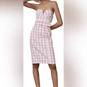 Pink Gingham Strapless Dress Size L